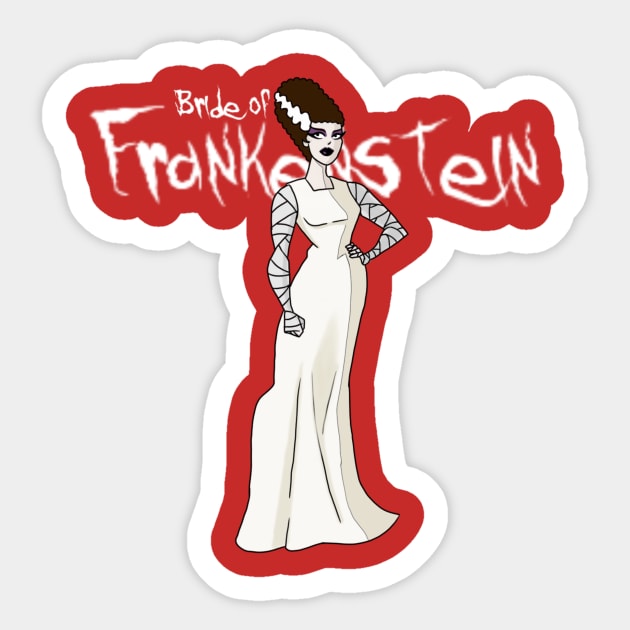Bride of Frankenstein Sticker by AndrewKennethArt